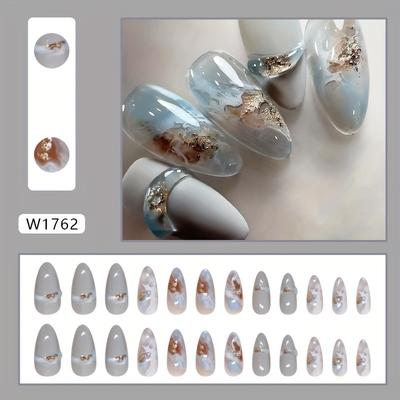 TEMU 24pcs Set, -on , Shaped, Length, , Removable False For Manicure And Pedicure Image