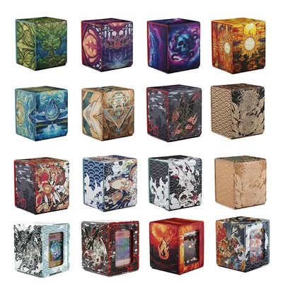 Card Deck Box for MTG, Trading Card Storage Box Holds 120+ Sleeved Commander Deck, PU Leather Card Box Suits TCG Magic Cards