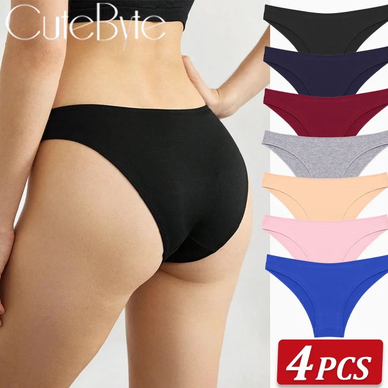 4Pcs Baumwolle Höschen Weibliche Sexy Low Taille Slips Frauen M-XXL Unterwäsche Damen Sexy Unterhosen Weibliche Plus Größe Dessous panty Image