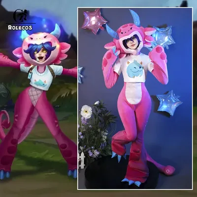 ROLECOS Spiel LOL Super Fans Neeko Megathread Cosplay Kostüm Mit Schwänzen Neeko Puppe Kostüm Frauen Nachtwäsche Halloween Outfit Anzug Image