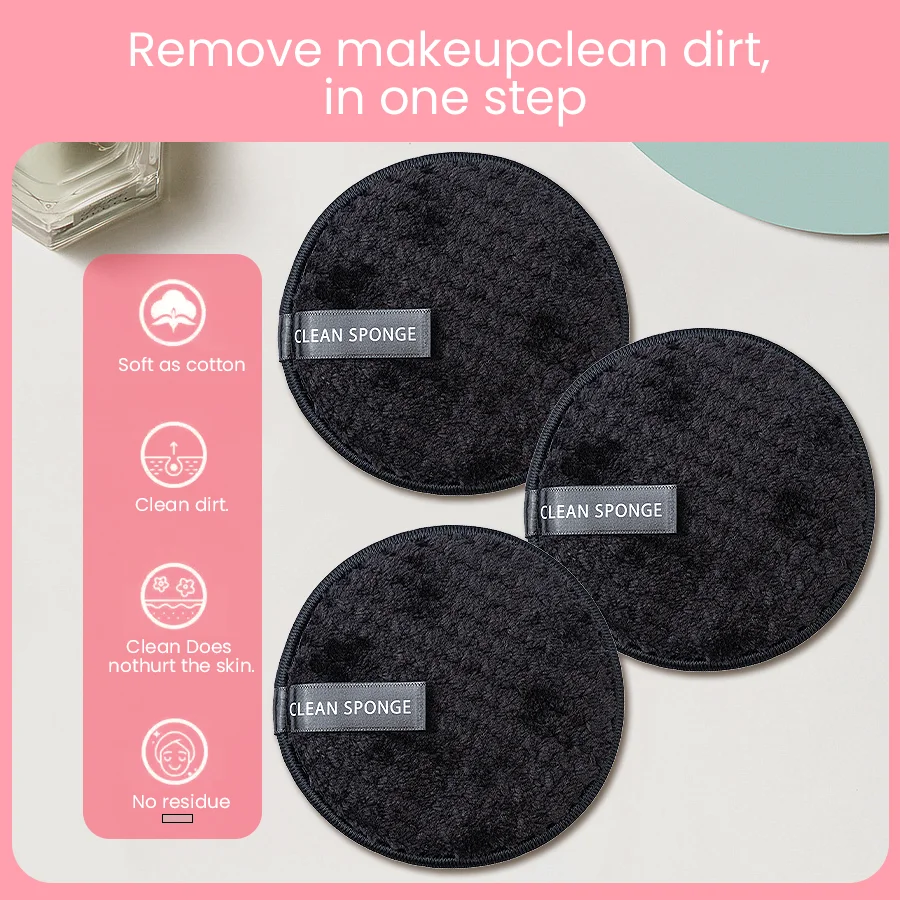 3 Stück tragbarer und praktischer hochwertiger schwarzer runder Puder quast zum Unterstellen und Fixieren von Make-up Image