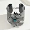Mode breites Gesicht große Blume blau Naturstein Manschette Armband für Frauen Hip Hop neue trend ige Schwermetall Armband einzigartigen Schmuck