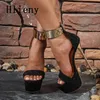 Hlieny Mode schwarz Knöchel riemen Sandalen sexy Plattform High Heels Party Club Stripper Schuhe Frauen Hochzeit Pumps Größe 34-40