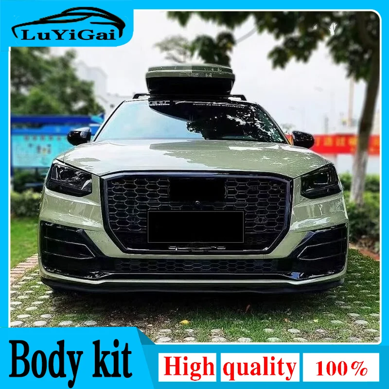 Für RSQ2 Style Front Sport Hex Mesh Honeycomb Hood Grill Gloss Black für Audi Q2/SQ2 2017 2018 2019 Image