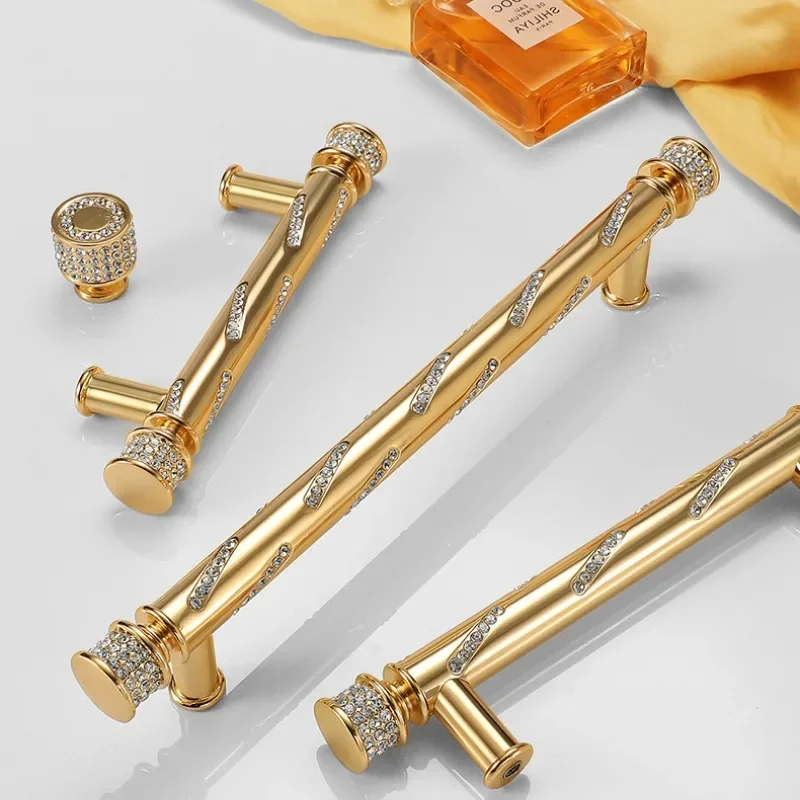 Gold Light Luxus Schrank Schubladengriff Moderner minimalistischer nordischer Stil Diamant Weinschrank Türgriff Küchenschubladengriffe