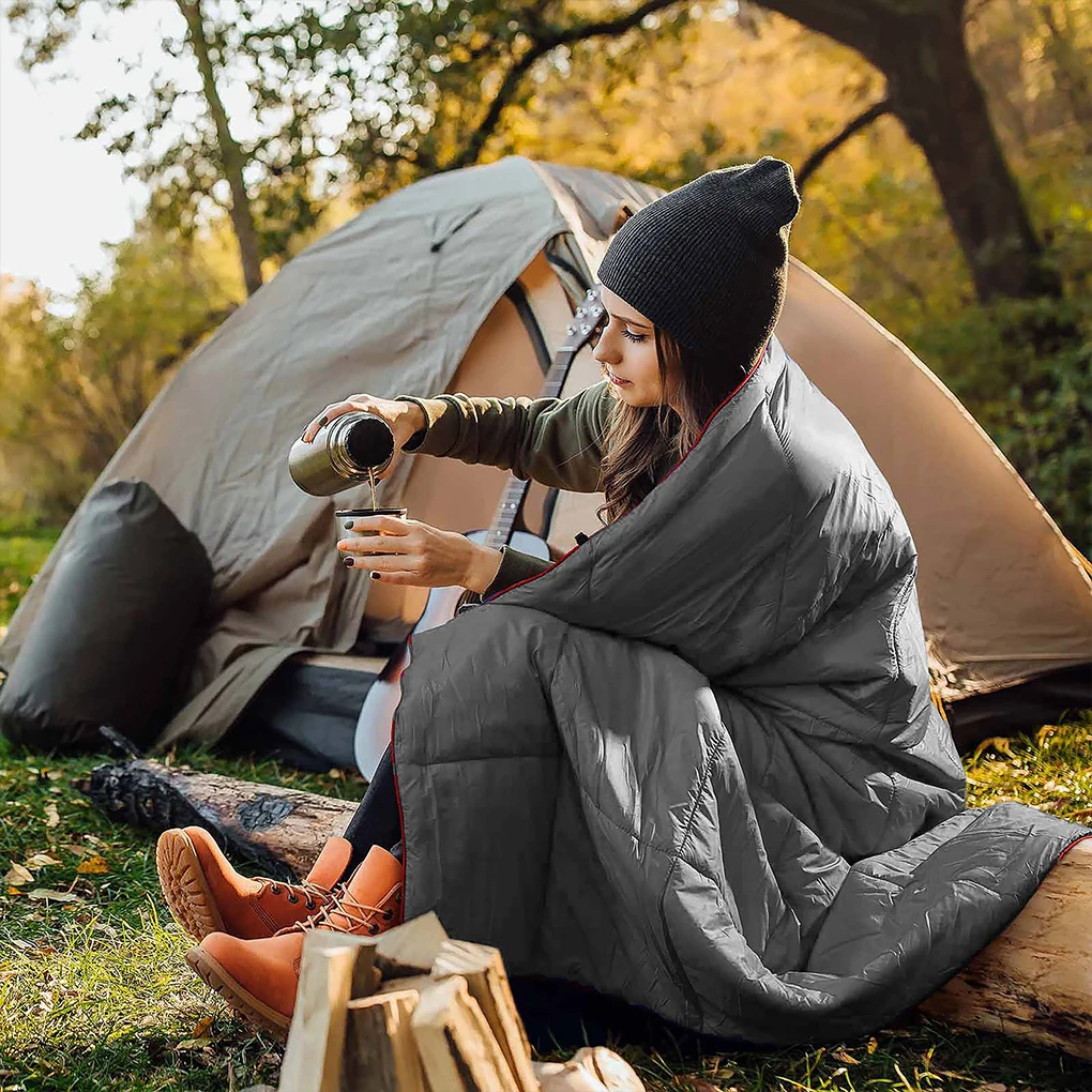 Neue ultraleichte Reise Isomatte Quilt matte Camping wasserdichte Decke Knöpfe Poncho Liner Puffy Decke warme Kletter decke Image