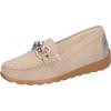 Mokassin WALDLÄUFER "H-LUCY", Damen, Gr. 8 (42), beige, Nubukleder, Glattleder, sportlich, Schuhe, Slipper, Komfortschuh, Freizeitschuh in Komfortweite H = sehr weit
