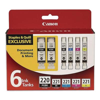 Canon 956115 (PGI-220, PGI-221) Ink, 412 Page-Yield, (2) Black/Cyan/Magenta/Photo Black/Yellow, 6/Pack (CNM956115) Pack of 6 Canon® Inkjet Printer Car
