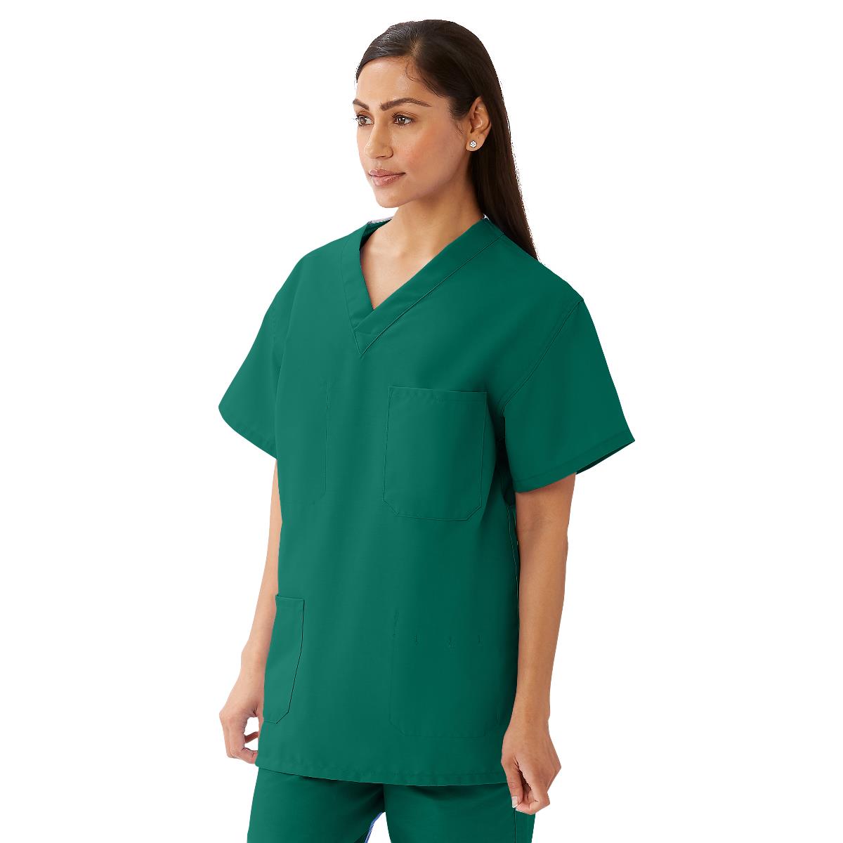 AngelStat Unisex Reversible V-Neck Scrub Top with 4 Pockets, Hunter, Size S, Angelica Color Code, 1 EA (630NHGS-CA) Each Medline