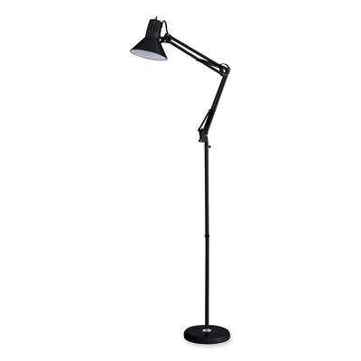 Bostitch Swing Arm Metal Floor Lamp, 64.96" to 72" Tall, Black Base, Black Metal Shade (BOSVLF100F) Each Bostitch® Desk and Table Lamps