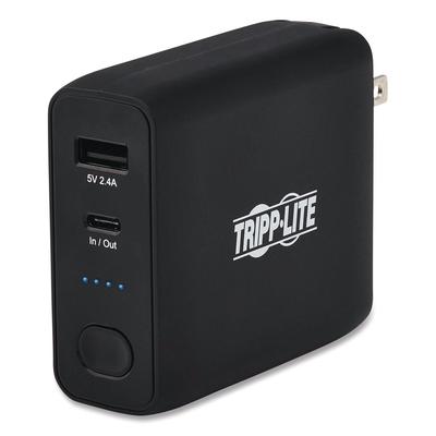 Tripp Lite by Eaton Portable Mobile Power Bank and USB Battery Wall Charger Combo, USB C, USB A, Black (TRPUPBW05K01A1C) Each Universal Chargers