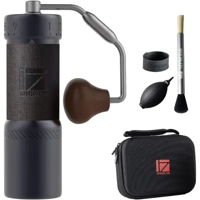 J-Ultra Manual Coffee Grinder Iron Gray, Conical Burr,Foldable Handle, Magnet Catch Cup Capacity