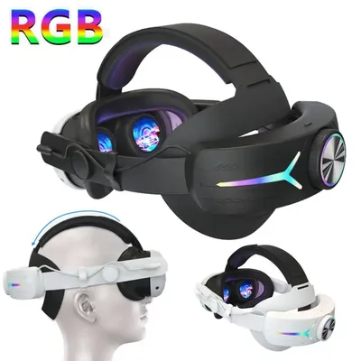 RGB Adjustable VR Head Band with 8000mAh Rechargeable Battery LED Backlight for Meta Quest 3 Headset