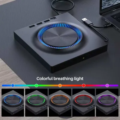 USB 3.0 External Drive,Typ C Portable CD/ DVD+/ -RW Drive Player Hub with SD Card Reader Burner