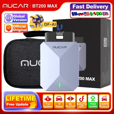 MUCAR BT200 MAX Automotive OBD2 Scanner All System 15 Reset Bidirectional Control CANFD Free Lifetime Car Diagnostic Tools