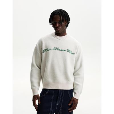 Bershka Printed Jacquard Sweater Men Xs Off White
