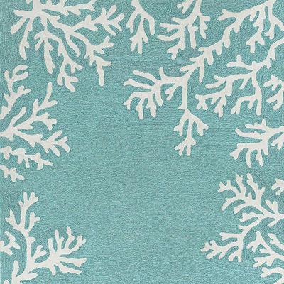 Coral Border Indoor/Outdoor Rug - Taupe, 5' x 7'6