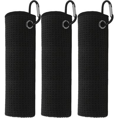 TEMU 3pcs Golf Towels, Microfiber Waffle Pattern Golf Towel - Contains Golf Towels In Colors Of Black, Blue And Gray