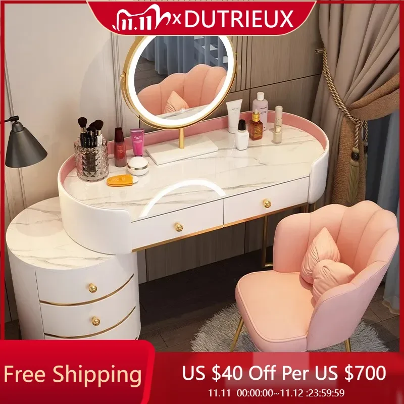 Rosa Weiß Schminktisch Frauen Luxus Nagel Europäischen Großen Hocker Studie Schminktisch Organizer Mesa De Maquillaje Home Möbel