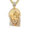 Hip Hop vereist große Jesus Kopf Anhänger Halsketten männlich Gold Farbe Edelstahl christliche Halskette für Männer Schmuck Geschenk