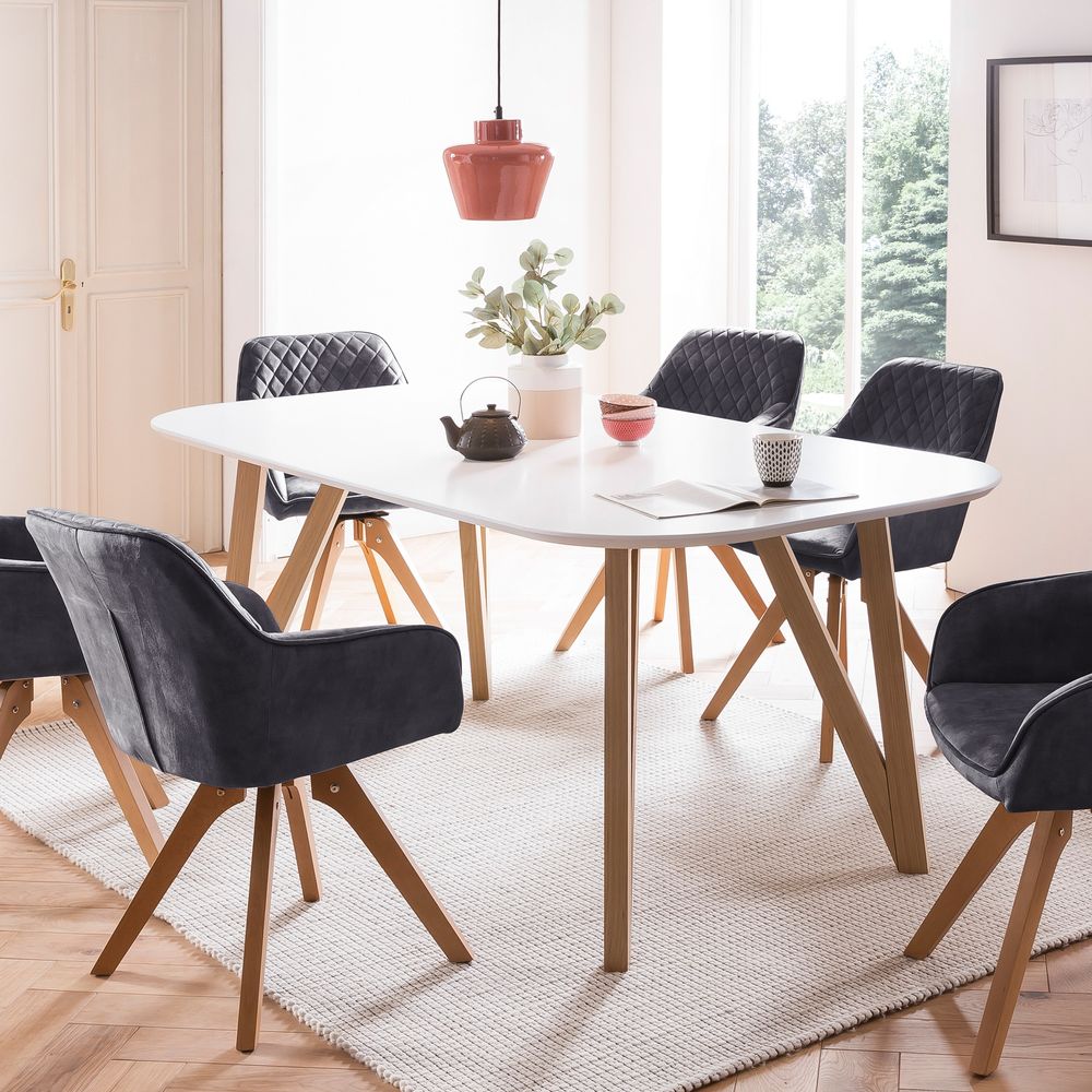 SalesFever »Aino-Mercur« Esszimmergruppe 5-teilig schwarz/weiß Esstisch 160x90 cm