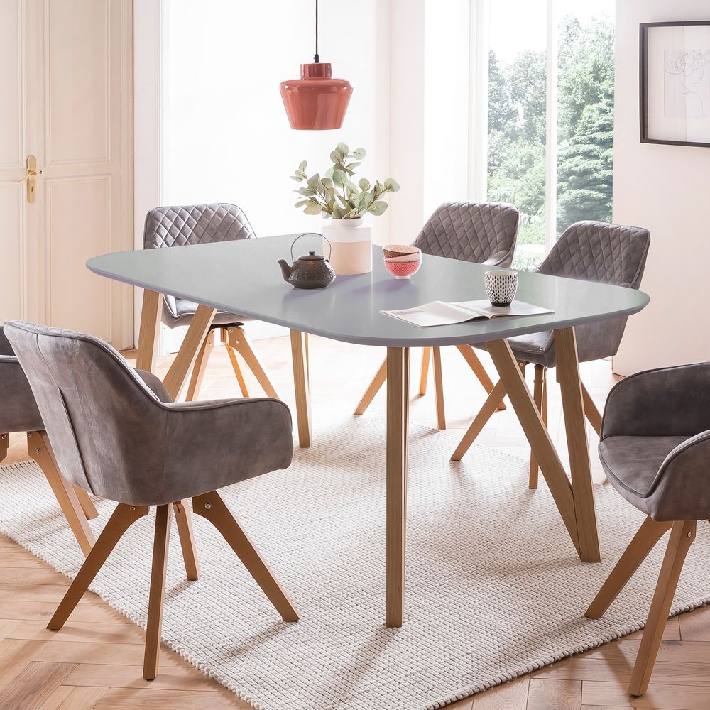 SalesFever »Aino-Mercur« Esszimmergruppe 5-teilig grau Esstisch 180x90 cm