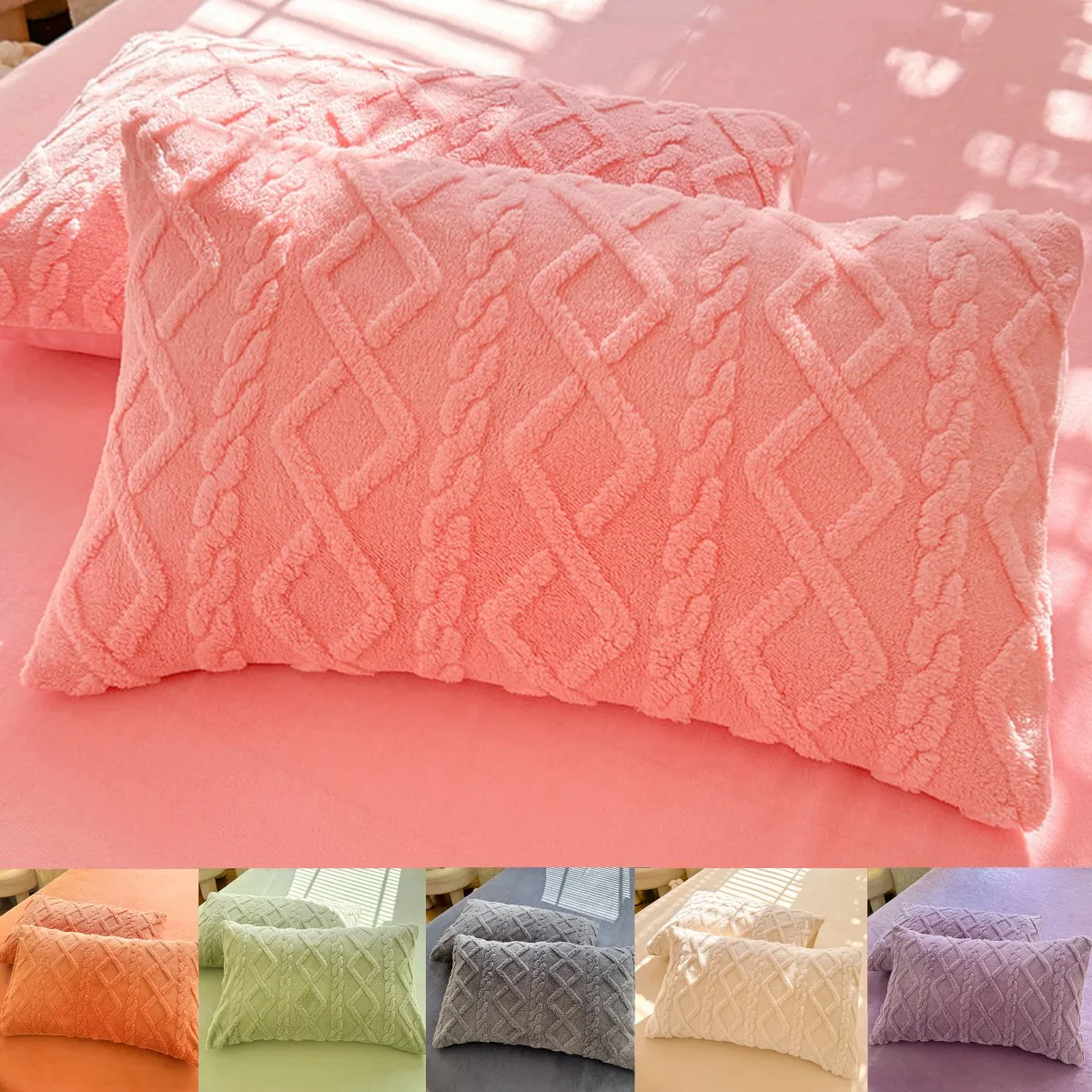 Milch Fleece Winter Verdickte Kissenbezug Bettwäsche Korallen Fleece Einfache Luxus Winter Warme Weiche Kissen Abdeckung Image