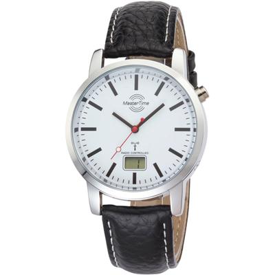 Funkuhr MASTER TIME "Basic", schwarz, Armbanduhren, Herren, Armbanduhr, Quarzuhr, Herrenuhr, Datum, Lederarmband Image
