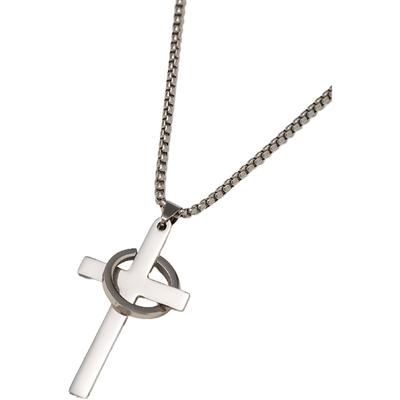 Kette mit Anhänger FIRETTI "Schmuck Geschenk Edelstahl Halsschmuck Halskette Kreuz", silber (silberfarben, grau), Halske