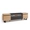 SKRAUT HOME Wohnzimmer-TV-Schrank, Viel Stauraum, 200x35x57cm, Für TV-Geräte bis 80“, Elektrischer Kamin, Moderner Stil, Eiche und Schwarz - 47_22