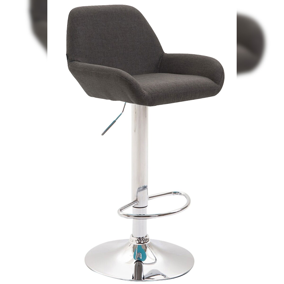 DELUKE® Barhocker DUBLIN - Dunkelgrau, Stoff, Chrom | Barhocker mit Lehne Barstuhl Tresenhocker Tresenstuhl Kneipenhocker Kneipenstuhl Image
