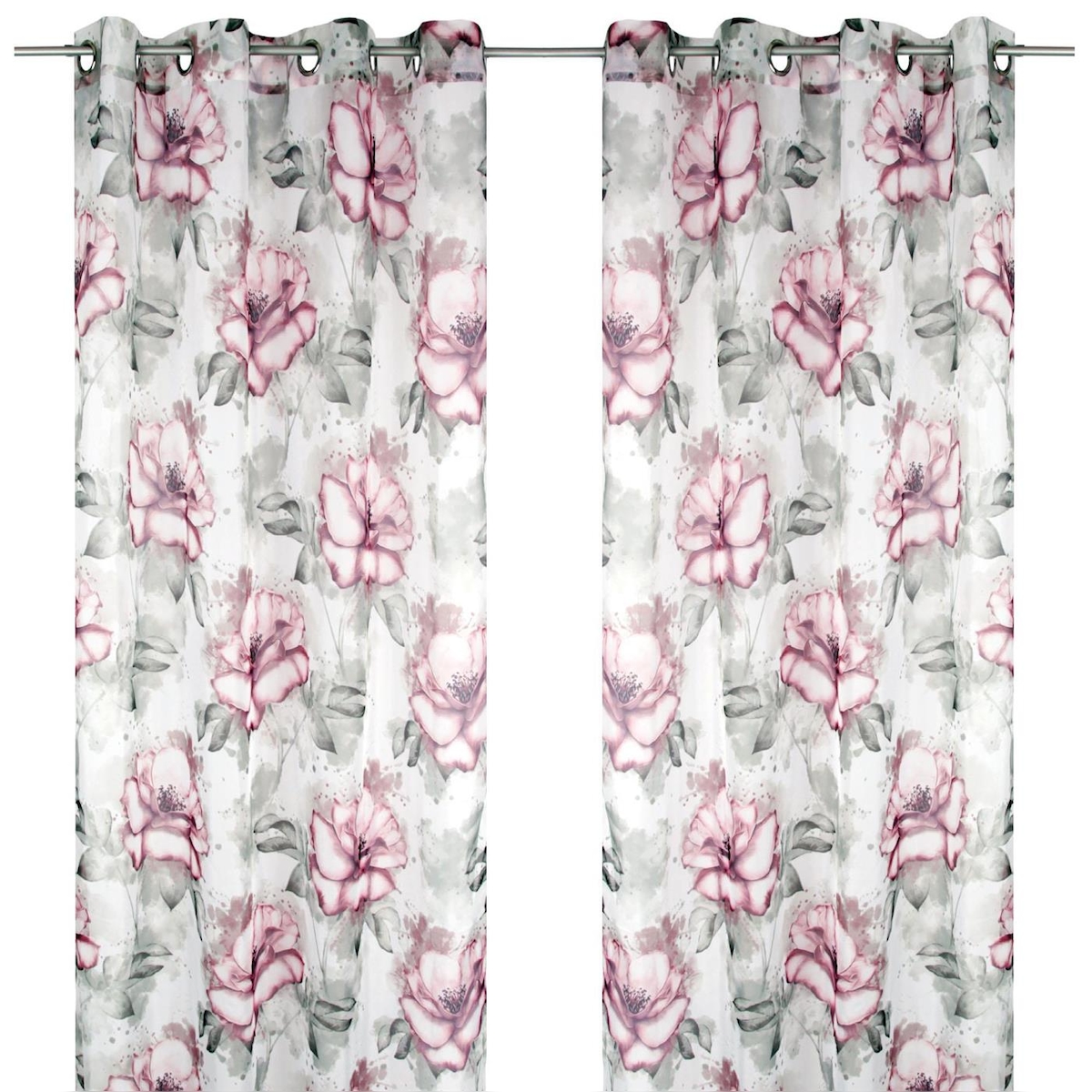 Arsvita 2er Pack Gardine (Flower) Voile mit Ösen 140x245cm Ösenvorhang für zu Hause, transparente und moderne Fensterdekoration Image