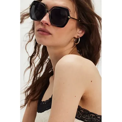 Polly Oversized Square Sunglasses at Free People in Black To Grey