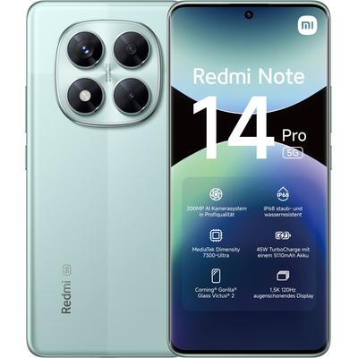 XIAOMI Smartphone "Redmi Note 14 Pro 5G", grün (korallengrün), 256 GB, Mobiltelefone