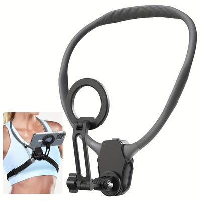 TEMU Neck Phone Holder, Pov/vlog Video Filming, 4-in-1 Magnetic Phone Chest Mount For Cooking Riding Indoor/outdoor, Content Creator Essentials For Iphone Etc Image