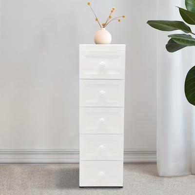 TEMU 5-drawer Cabinet, Drawers, Side Cabinet With Wheels For Kitchen, Bathroom, Living Room, Office, Hallway, White, Polypropylene, 25 X 34 X 82 Cm Image