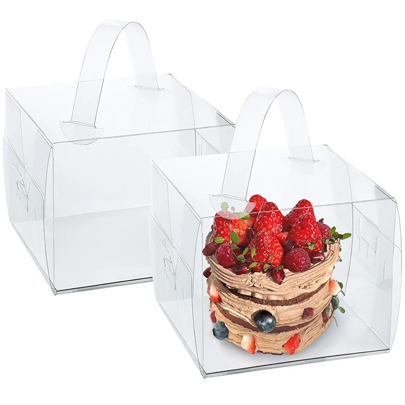 2/5 stücke Klare Kuchen Verpackung Box mit Griff Kunststoff Dessert Box Cupcake Container Hochzeit Geburtstag Party Geschenk Dekor Liefert Image