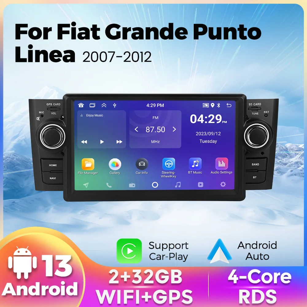 Navifly 1024*600 HD Bildschirm 7 zoll Android Auto Radio Für Fiat Punto 2005-2009 Fiat Linea 2007-2011 Carplay Auto Navigation GPS BT Image