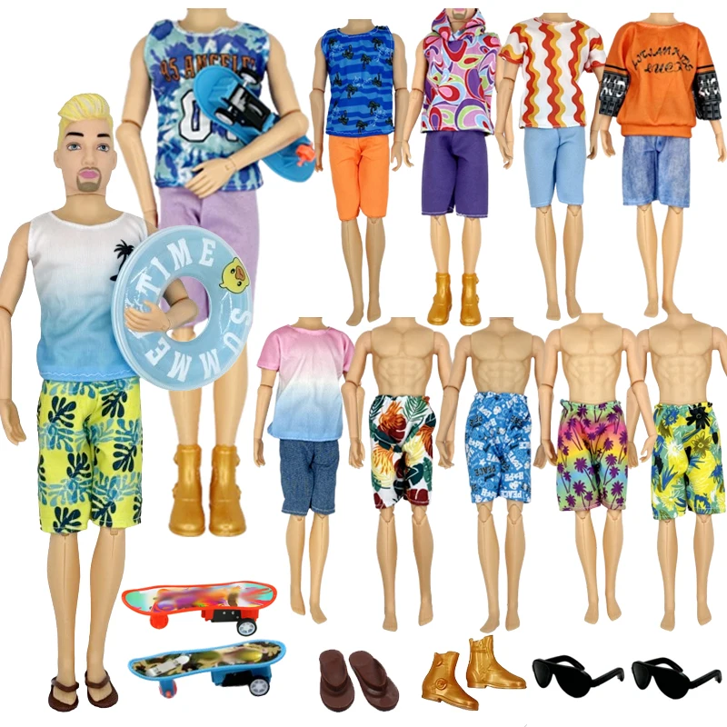 16 teile/satz 12 Zoll Junge Puppe Outfits Sportsuit Beachwear Männliche Puppe Kleidung und Zubehör Skateboard Mode Junge Puppe Schuhe Spielzeug