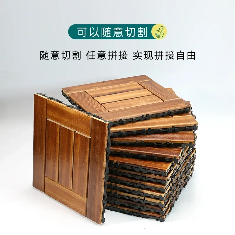 1pc DIY karbon isierte Holzbrett Balkon Terrasse Innenhof Garten Massivholz boden im Freien montiert Garten Dielen heiß