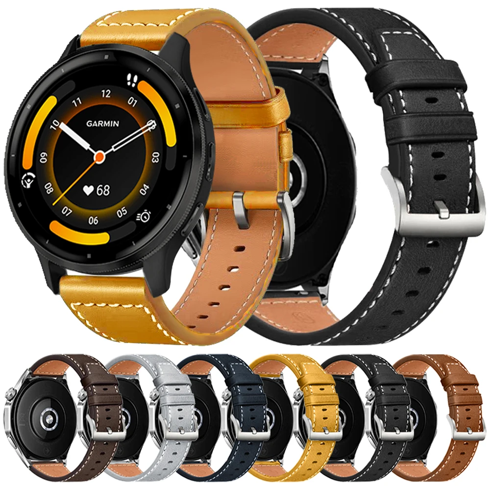 Für Garmin Forerunner 165 265 255 Musik Lederband für Garmin Venu 3 2 Vivoactive 5 4 Business Armband 22 20mm Ersatzband Image