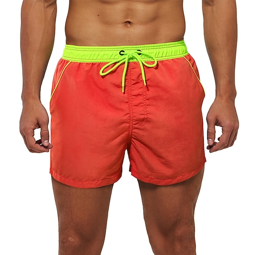Herren Boardshorts Badeshorts Badehose Patchwork Einfarbig Kordelzug Mit Taschen Schnelltrocknend Mit Taschen Boardshorts Unterteile Surfen Strand Wassersport Sommer Image