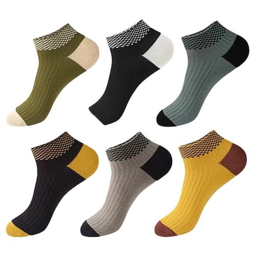 Herren 5 Paare Mehrfachpackungen Socken Laufsport Socken Freizeitsocken Regenbogen Farbe Farbblock Urlaub Sport Natur Täglich Grundlegend Mittel Frühling Herbst Modisch Brautkleider schlicht Image