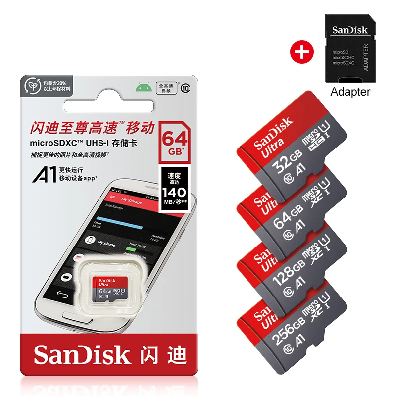 Carte Ultra mémoire 16 go 32 go 64 go 128 go Micro 100 mo/s carte MAX Class10 microSD + adaptateur + lecteur de carte expédition Standard