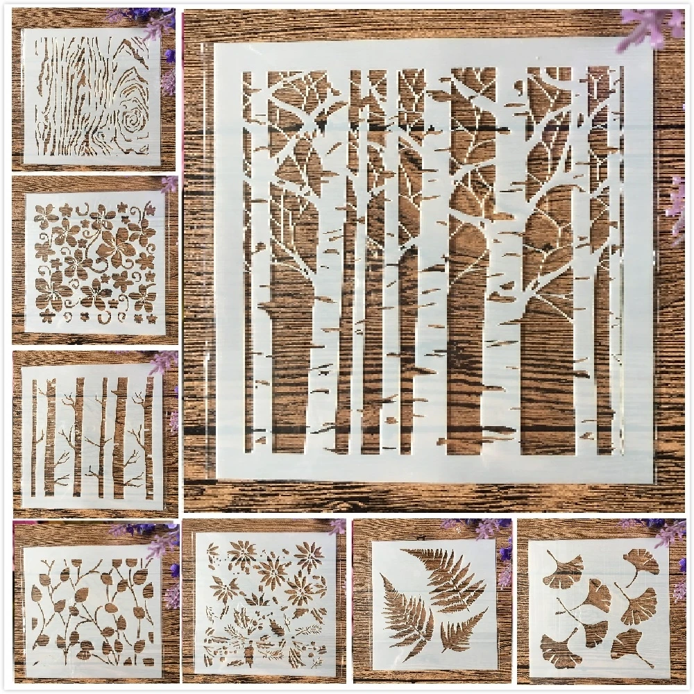 Pochoirs pour peinture, Scrapbook, coloration, gaufrage, modèle décoratif d'album, feuille d'arbre, bourgeon de Ginkgo, bricolage, 8 pièces/ensemble 13cm