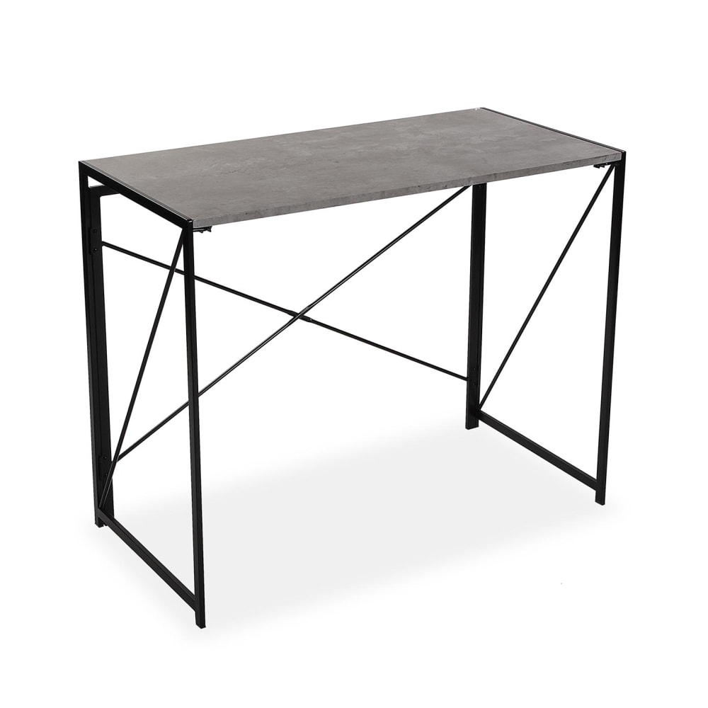 Bureau pliant en aggloméré imitation bois et métal gris