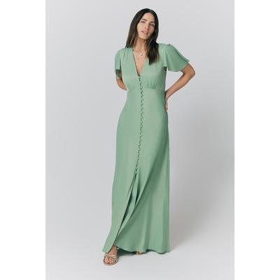 Ghost Delphine Button Satin Maxi Dress
