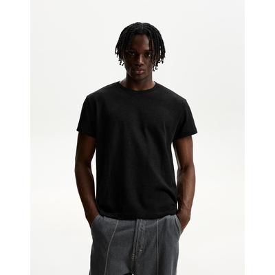 Bershka Slub Effect Short Sleeve T-Shirt Men Xl Black