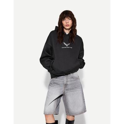Bershka Corvette Hoodie Women M Dark Grey
