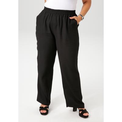 Schlupfhose ANISTON PLUS, Damen, Gr. 52, N-Gr, schwarz, Web, Obermaterial: 83% Viskose, 17% Nylon, unifarben, Strukturmuster, Leinenoptik, casual, lässig geschnitten knöchellang, Hosen, aus strukturierter Ware Image